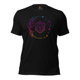 DnD & RPG Games T-Shirt - Xmas Gaming Gift Ideas for Her, Typical Gamers & Game Lovers - Celestial D&D Dice Vaporwave Aesthetic Shirt - Black