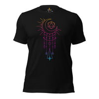 DnD & RPG Games T-Shirt - Gaming Gift Ideas for Her, Typical Gamers & Game Lovers - Artistic D&D Dice & Moon Vaporwave Aesthetic Shirt - Black