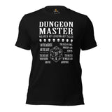 Funny DnD & RPG Games T-Shirt - Xmas Gaming Gift Ideas for Him & Her, Typical Gamers & Game Lovers - Dungeon Master Sheet Shirt - Black