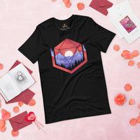 DnD & RPG Games T-Shirt - Xmas Gaming Gift for Him & Her, Typical Gamers & Game Lovers - Retro Upside Down Sunset Inside D&D Dice Shirt - Black
