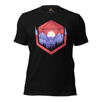 DnD & RPG Games T-Shirt - Xmas Gaming Gift for Him & Her, Typical Gamers & Game Lovers - Retro Upside Down Sunset Inside D&D Dice Shirt - Black