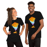 DnD & RPG Games T-Shirt - Gaming Gift for Him & Her, Hiker, Camper, Typical Gamer & Game Lover - Sunset Landscape Inside D&D Dice Shirt - Black, Unisex