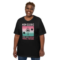Funny DnD & RPG Games T-Shirt - Gaming Gift for Her, Typical Gamers & Game Lovers - Mom Cleric Heals With Chicken Noodle Options Shirt - Black, Plus Size