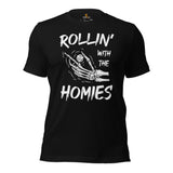 Funny DnD & RPG Games T-Shirt - Xmas Gaming Gift Ideas for Him & Her, Typical Gamers & Game Lovers - Rollin' With The Homies Shirt - Black