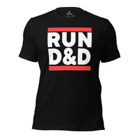 Funny DnD & RPG Games T-Shirt - Xmas Gaming Gift Ideas for Him & Her, Typical Gamers & Game Lovers - Game Day Shirt - Run D&D Shirt - Black