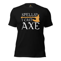 Funny DnD & RPG Games T-Shirt - Gaming Gift Ideas for Him & Her, Typical Gamers & Game Lovers - Game Day Tee - Spell? I Cast Axe Shirt - Black