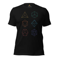 DnD & RPG Games T-Shirt - Gaming Gift for Him & Her, Typical Gamers & Game Lovers - Game Day Shirt - Retro Geometric D&D Dices Shirt - Black