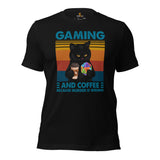 DnD & RPG Games T-Shirt - Gaming Gift for Him & Her, Typical Gamers & Coffee Lovers - Gaming And Coffee Because Murder Is Wrong Shirt - Black