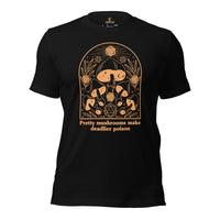 DnD & RPG Games T-Shirt - Gaming Gift for Him & Her, Typical Gamers & Foragers - Pretty Mushrooms Make Deadlier Poison Goblincore Shirt - Black