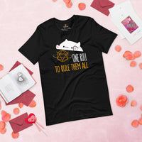 Funny DnD & RPG Games T-Shirt - Gaming Gift Ideas for Him & Her, Typical Gamers & Bongo Cat Lovers - One Roll To Rule Them All Shirt - Black