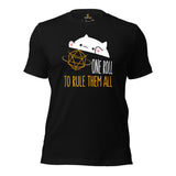 Funny DnD & RPG Games T-Shirt - Gaming Gift Ideas for Him & Her, Typical Gamers & Bongo Cat Lovers - One Roll To Rule Them All Shirt - Black