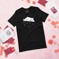 Funny DnD & RPG Games T-Shirt - Xmas Gaming Gift Ideas for Him & Her, Typical Gamers & Cat Lovers - Cute Playful Bongo Cat D&D Shirt - Black