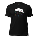 Funny DnD & RPG Games T-Shirt - Xmas Gaming Gift Ideas for Him & Her, Typical Gamers & Cat Lovers - Cute Playful Bongo Cat D&D Shirt - Black