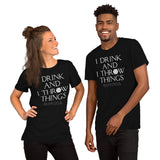 Funny DnD & RPG Games T-Shirt - Xmas Gaming Gift Ideas for Him & Her, Typical Gamers & Beer Lovers - I Drink And I Throw Things Shirt - Black, Unisex