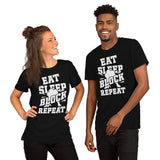 Football Fanatic Vintage Graphic T-Shirt - Gift Ideas for Football Fans - Retro Style Game Day Shirt - Eat Sleep Block Repeat Shirt - Black, Unisex