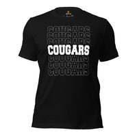 Cougars Mascot T-Shirt - Football Fanatic Vintage Graphic Shirt: Retro Style, Ideal Gifts for Football Fans & Supporters - Game Day Tee - Black