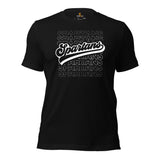 Spartans Mascot T-Shirt - Football Fanatic Vintage Graphic Shirt: Ideal Gifts for Football Supporters - Retro Style Game Day Shirt - Black