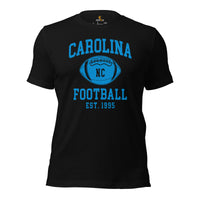 Carolina Est.1995 T-Shirt - Football Fanatic Vintage Graphic Shirt: Retro Style, Ideal Gifts for Football Fans - Game Day Shirt - Black