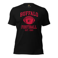 Buffalo Est.1960 T-Shirt - Football Fanatic Vintage Graphic Shirt: Retro Style, Ideal Gifts for Football Fans - Game Day Shirt - Black