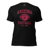 Arizona Est.1898 T-Shirt - Football Fanatic Vintage Graphic Shirt: Retro Style, Ideal Gifts for Football Fans - Game Day Shirt - Black