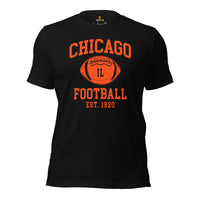 Chicago Est.1920 T-Shirt - Football Fanatic Vintage Graphic Shirt: Retro Style, Ideal Gifts for Football Fans - Game Day Shirt - Black