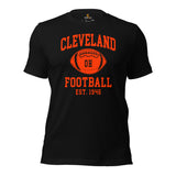 Cleveland Est.1946 T-Shirt - Football Fanatic Vintage Graphic Shirt: Retro Style, Ideal Gifts for Football Fans - Game Day Shirt - Black