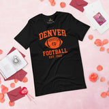 Denver Est.1960 T-Shirt - Football Fanatic Vintage Graphic Shirt: Ideal Gifts for Football Fans & Supporters - Retro Game Day Shirt - Black