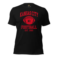 Kansas City Est.1960 T-Shirt - Football Fanatic Vintage Graphic Shirt: Retro Style, Ideal Gifts for Football Fans - Game Day Shirt - Black