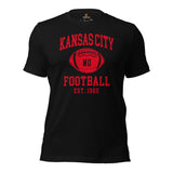 Kansas City Est.1960 T-Shirt - Football Fanatic Vintage Graphic Shirt: Retro Style, Ideal Gifts for Football Fans - Game Day Shirt - Black