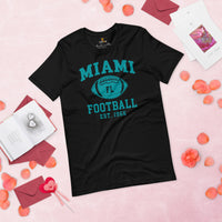 Miami Est.1966 T-Shirt - Football Fanatic Vintage Graphic Shirt: Ideal Gifts for Football Fans & Supporters - Retro Game Day Shirt - Black