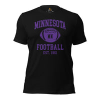 Minnesota Est.1961 T-Shirt - Football Fanatic Vintage Graphic Shirt: Retro Style, Ideal Gifts for Football Fans - Game Day Shirt - Black