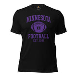 Minnesota Est.1961 T-Shirt - Football Fanatic Vintage Graphic Shirt: Retro Style, Ideal Gifts for Football Fans - Game Day Shirt - Black