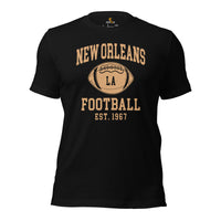 New Orleans Est.1967 T-Shirt - Football Fanatic Vintage Graphic Shirt: Retro Style, Ideal Gifts for Football Fans - Game Day Shirt - Black