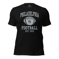 Philadelphia Est.1933 T-Shirt - Football Fanatic Vintage Graphic Shirt: Retro Style, Ideal Gifts for Football Fans - Game Day Shirt - Black