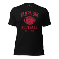 Tampa Bay Est.1976 T-Shirt - Football Fanatic Vintage Graphic Shirt: Retro Style, Ideal Gifts for Football Fans - Game Day Shirt - Black