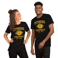 Pittsburgh Est.1933 T-Shirt - Football Fanatic Vintage Graphic Shirt: Retro Style, Ideal Gifts for Football Fans - Game Day Shirt - Black, Unisex