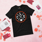 Cleveland Football Emblem Fanatic Vintage Graphic T-Shirt - Game Day Shirt - Retro Style, Ideal Gifts for Him & Her, Football Fans - Black