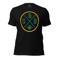 Green Bay Football Emblem Fanatic Vintage Graphic T-Shirt - Game Day Shirt - Retro Style, Ideal Gifts for Him & Her, Football Fans - Black