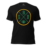 Green Bay Football Emblem Fanatic Vintage Graphic T-Shirt - Game Day Shirt - Retro Style, Ideal Gifts for Him & Her, Football Fans - Black