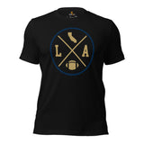 Los Angeles Football Emblem Fanatic Vintage Graphic T-Shirt - Game Day Shirt - Retro Style, Ideal Gifts for Him & Her, Football Fans - Black