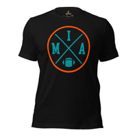 Miami Football Emblem Fanatic Vintage Graphic T-Shirt: Retro Style, Ideal Gifts for Him & Her, Football Fans - Game Day Shirt - Black