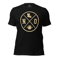 New Orleans Football Emblem Fanatic Vintage Graphic T-Shirt - Game Day Shirt - Retro Style, Ideal Gifts for Him & Her, Football Fans - Black