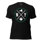 New York Football Emblem Fanatic Vintage Graphic T-Shirt - Game Day Tee - Retro Style, Ideal Gifts for Him & Her, Football Fans - Black