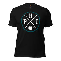 Philadelphia Football Emblem Fanatic Vintage Graphic T-Shirt: Retro Style, Ideal Gifts for Him & Her, Football Fans - Game Day Tee - Black