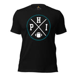 Philadelphia Football Emblem Fanatic Vintage Graphic T-Shirt: Retro Style, Ideal Gifts for Him & Her, Football Fans - Game Day Tee - Black