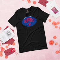 Buffalo, New York Football Fanatic Vintage Graphic T-Shirt: Gift Ideas for Him & Her, Football Fans - Game Day Retro Style Shirt - Black