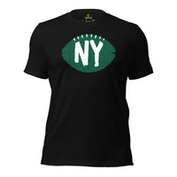 New York Football Fanatic Vintage Graphic T-Shirt: Gift Ideas for Him & Her, NY Football Fans - Retro Style Game Day Shirt - Black