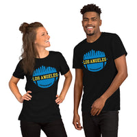 Los Angeles Skyline Football Fanatic Vintage Graphic T-Shirt: Gift Ideas for Him & Her, Football Fans - Retro Style Game Day Shirt - Black, Unisex