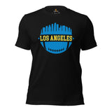 Los Angeles Skyline Football Fanatic Vintage Graphic T-Shirt: Gift Ideas for Him & Her, Football Fans - Retro Style Game Day Shirt - Black