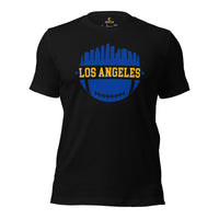 Los Angeles Skyline Football Fanatic Vintage Graphic T-Shirt: Gift Ideas for Him & Her, Football Fans - Retro Style Game Day Tee - Black